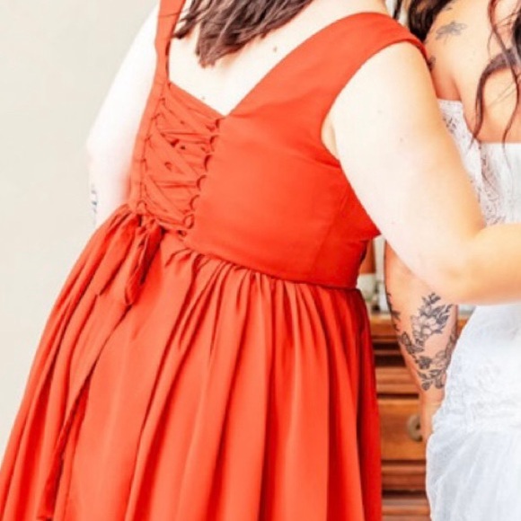 Rust color high low dress with corset back - Picture 2 of 2